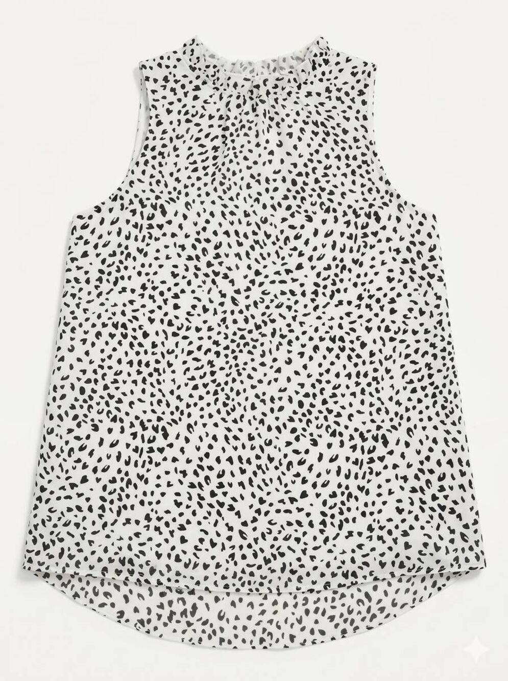 ☔️🔺️White & Black Leopard Print Sleeveless Tunic Top Large